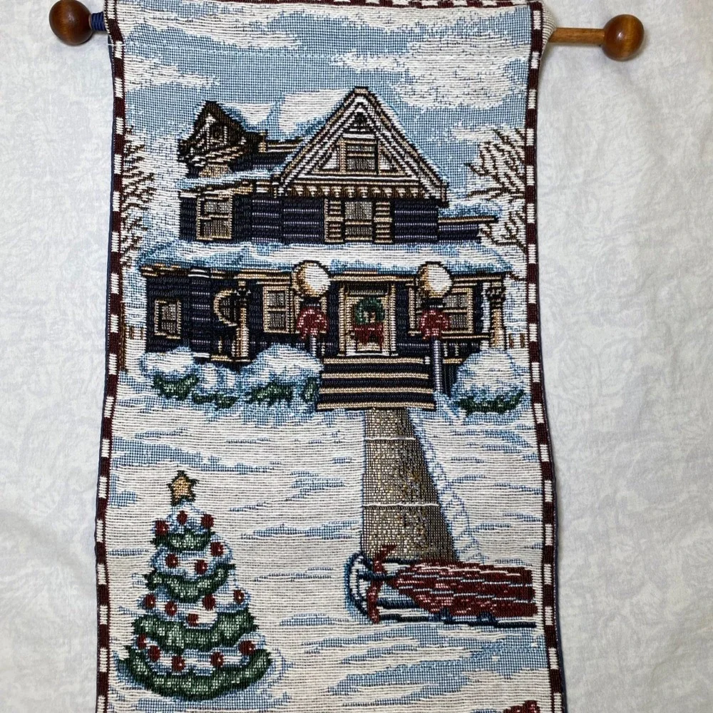 Manual Woodworkers Weavers Front Yard Snowmen Christmas Bell Pull Tapestry 39